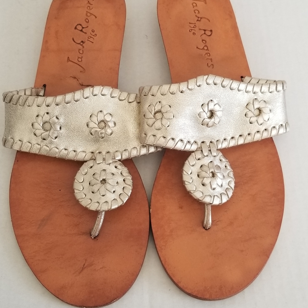JACK ROGERS Demi Wedge Gold Sandal Size 8